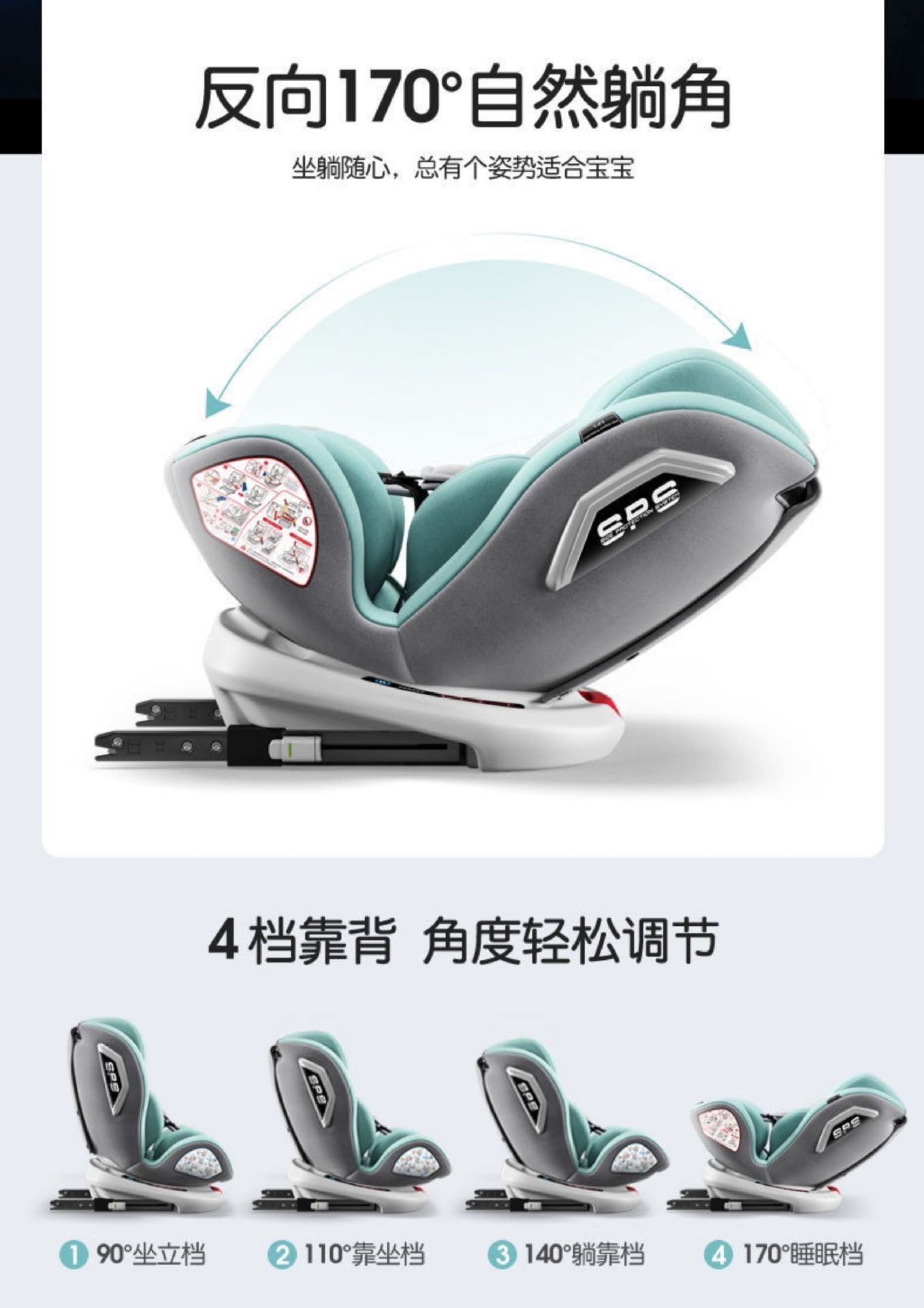 Child Safety Seat Car Baby Car 360 Rotation Simple Portable Seat 0-12 Reclining