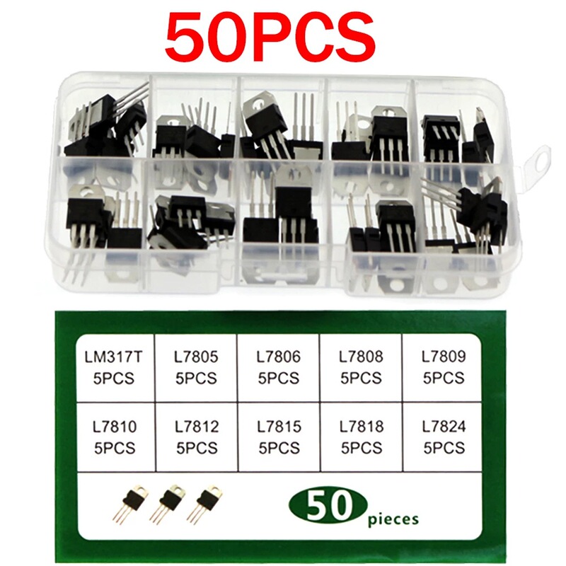 50Pcs To-220 Series High-Power Three-Terminal Voltage Regulator Transistor 10 Specifications Lm317T--L7824