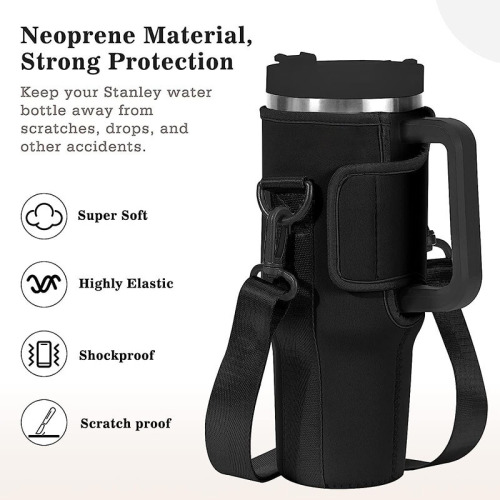 New car-mounted water-absorbent ice cup holder 40OZ diving material handle mug holder adjustable shoulder strap kettle bottle holder