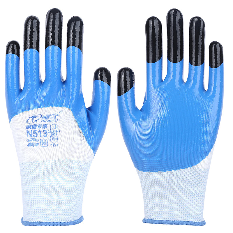 N513 guantes antidesgaste en stock al por mayor Xingyu guantes de protección laboral guantes de látex guantes de trabajo de inmersión completa