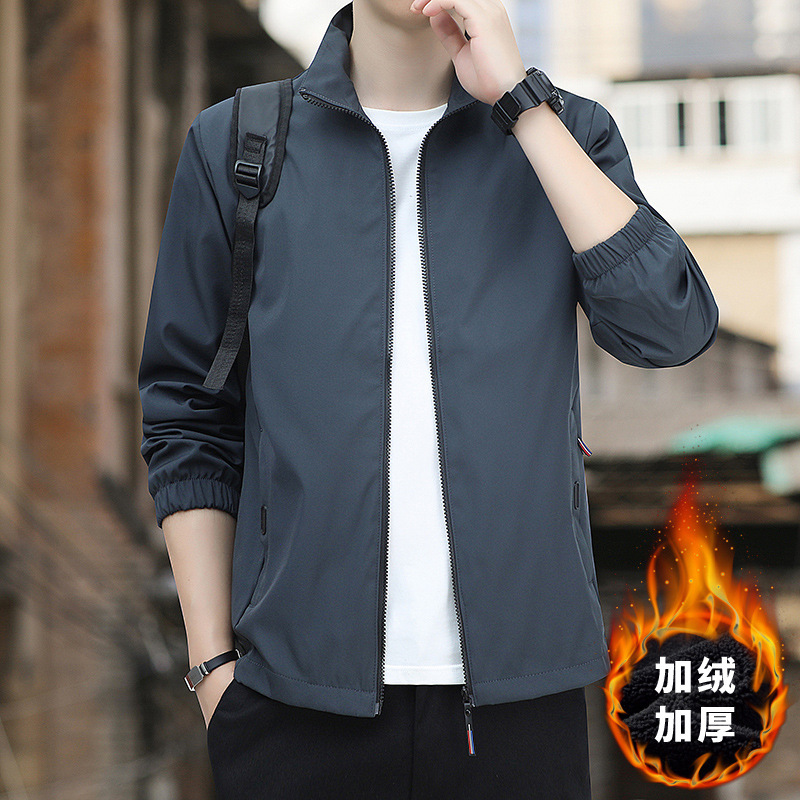 外套男士秋季休闲潮牌男生2025新款秋冬加绒防风夹克宽松上衣服男|undefined
