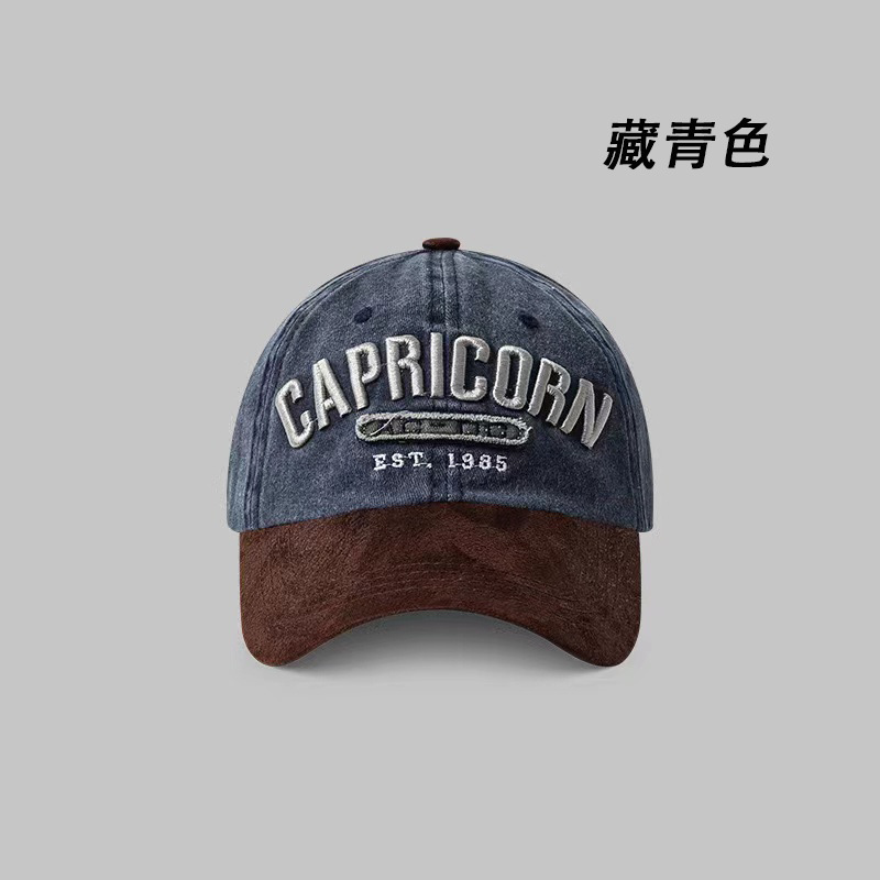 新しいレトロなコントラストカラーのアメリカンストリートベースボールキャップ、ダメージ加工されたカラーブロックのひさしキャップ、女性用の文字、小さなカジュアルな男性用トレンド|undefined