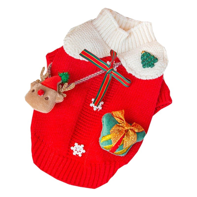 Perro celebridad en línea Otoño e Invierno Navidad ELK mascota suéter gato dos piernas de punto festivo Año Nuevo cardigan de punto