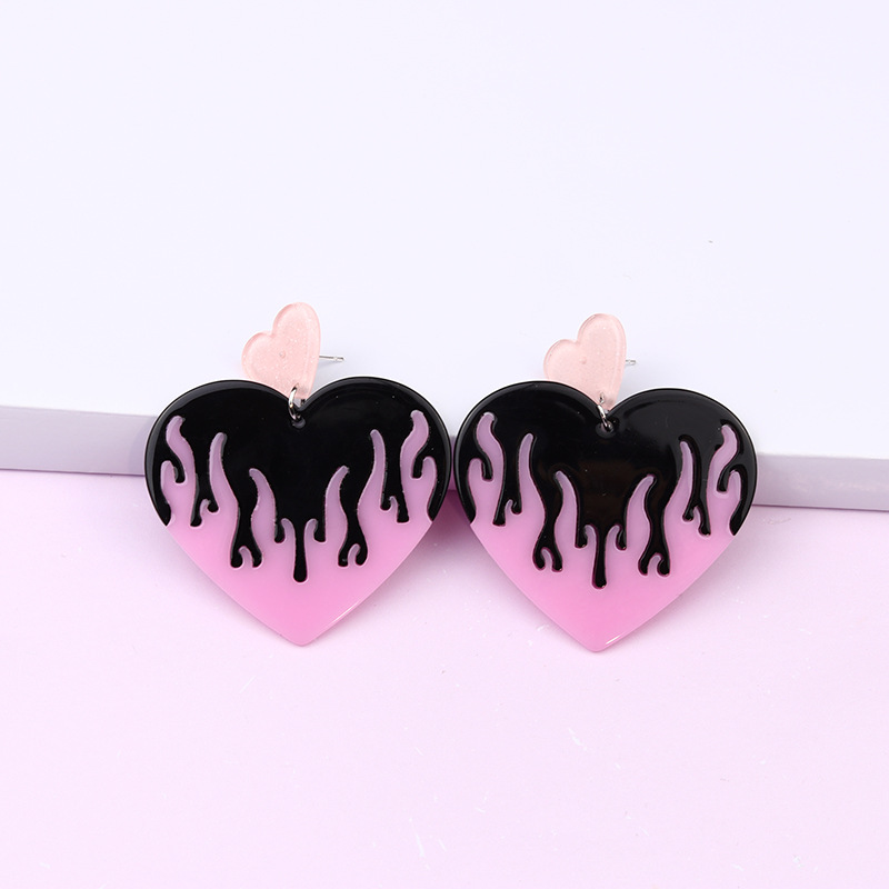 Drop Earrings Classification Fashion Heart Shape Acetic Acid Sheets Drop Earrings