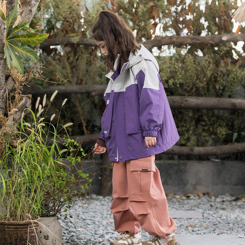 Girls' Jackets Spring and Autumn 2024 New Girls' Autumn Hooded Clothes Children's Autumn Windproof Tops