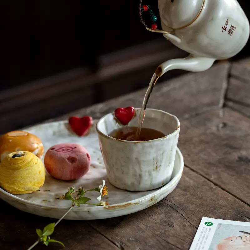 日式手作粗陶茶杯 粉引功夫茶具套装泡茶碗 陶瓷创意茶杯水杯茶杯