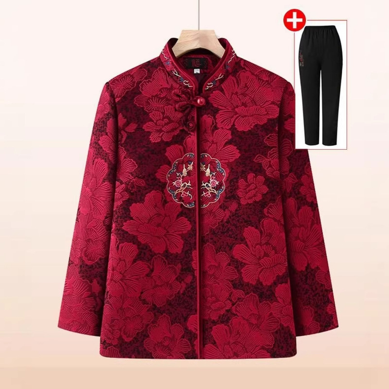 Spring Wedding Banquet Outfit for Grandma, Spring Tang Suit Jacket for Elderly Women, Spring and Autumn Mother's Clothing Spring Wedding Banquet Outfit for Grandma, Spring Tang Suit Jacket for Elderly Women, Spring and Autumn Mother's Clothing