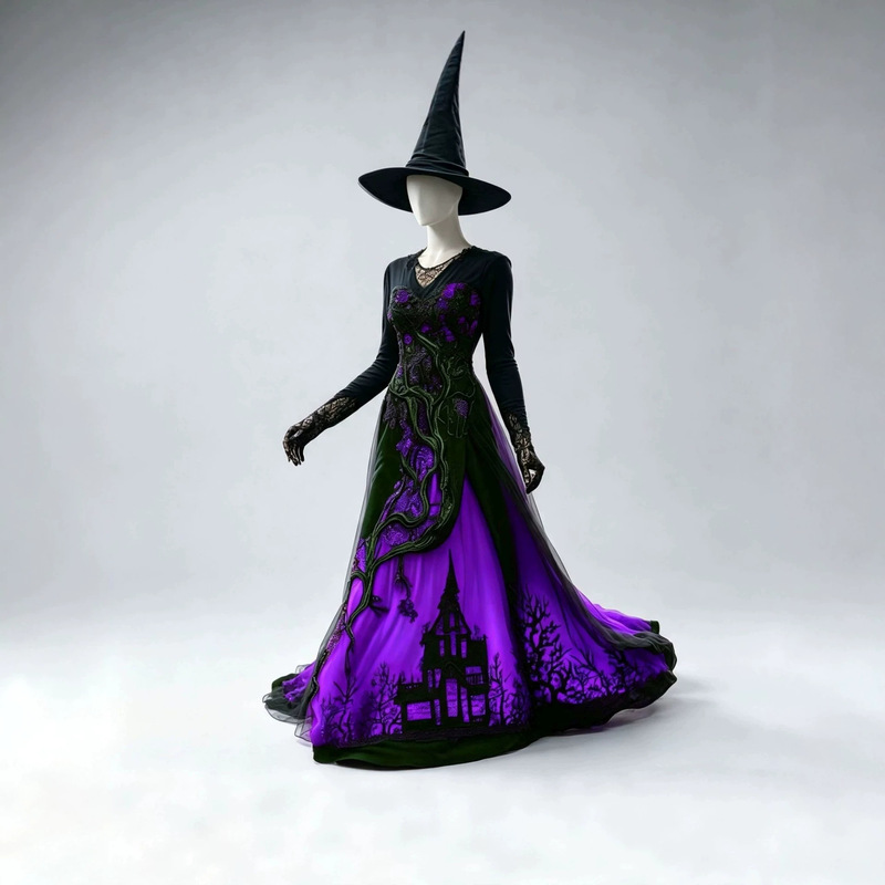 2026 New Cross-Border European and American Amazon Halloween Dress-Up Treehouse Thorns Lace Chiffon Long Gown Dress 2026 New Cross-Border European and American Amazon Halloween Dress-Up Treehouse Thorns Lace Chiffon Long Gown Dress