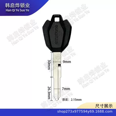 Suitable for Haojue Suzuki Motorcycle Dr/Tr/Cxr300 Key Blank Left Slot Electric Door Lock Chip Slot (Motorcycle Key) - model-011-black-left-slot-56316215mm