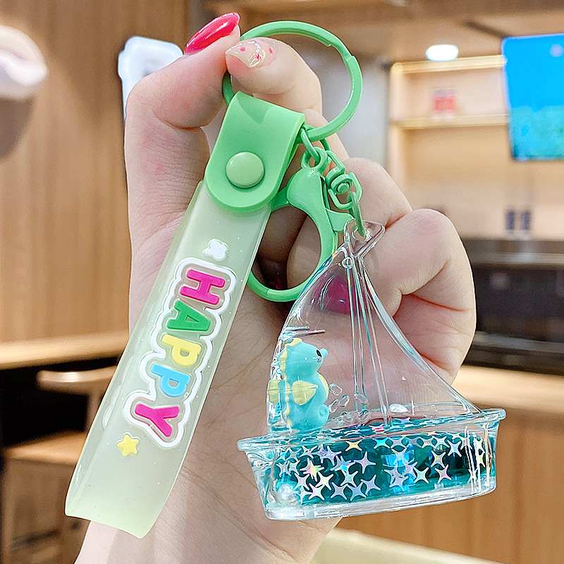 Flotante pequeño llavero de peces de colores para hombres y mujeres exquisito lindo botella a la deriva llave del coche colgante mochila colgante pequeño regalo