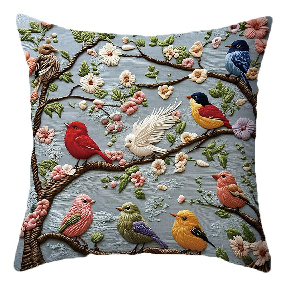 Transfronterizo temu explosión retro serie de flores y pájaros abrazar almohada impresa lino casa sala de estar sofá almohada almohada funda