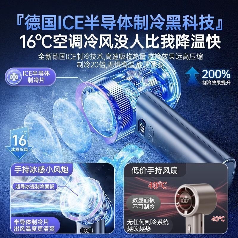 夏用ハンドヘルド高速ファン冷却小型ファン強風高耐久デジタルディスプレイにはミニポータブル扇風機が付属しています|undefined