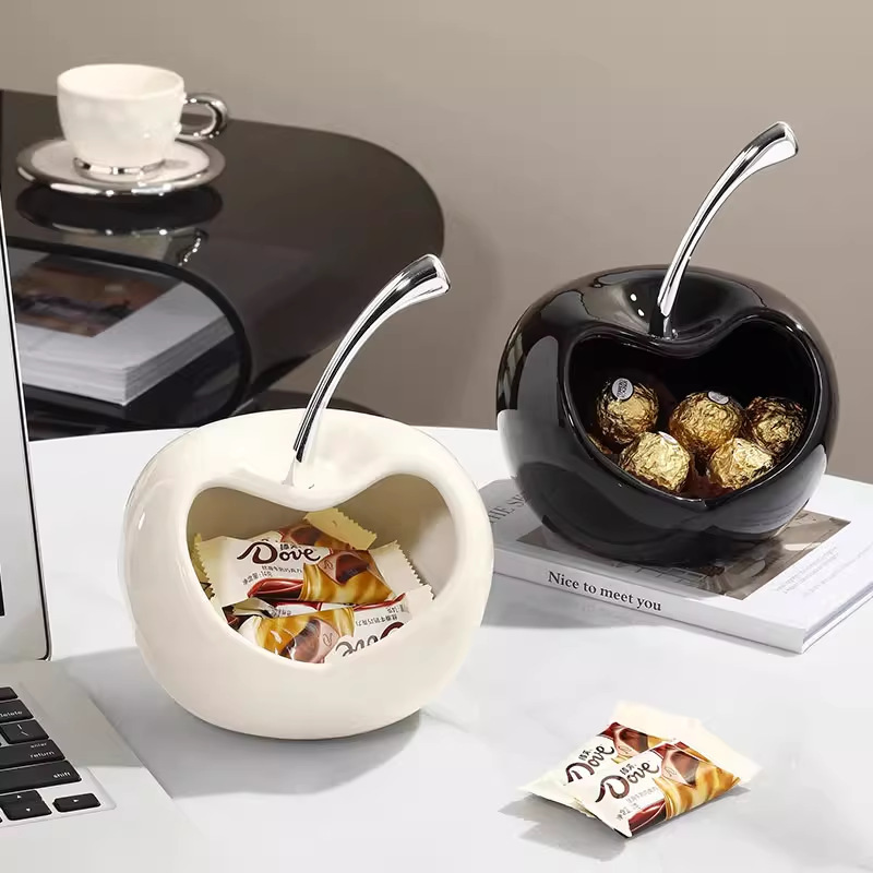 リビングルームやコーヒーテーブル用の見栄えの良いクリエイティブなキャンディボックス、新しいセラミックライト高級ドライフルーツプレート、ハイエンドの絶妙なスナックプレート|undefined