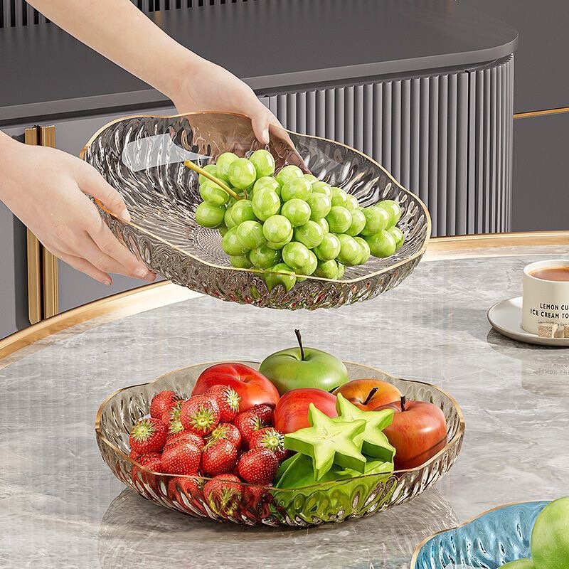 High-end fruit platter, stylish fruit bowl for the living room, American-style snack platter, flat-bottomed fruit plate, large-capacity, oversized platter High-end fruit platter, stylish fruit bowl for the living room, American-style snack platter, flat-bottomed fruit plate, large-capacity, oversized platter