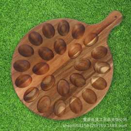 跨境木制带手柄实木蛋托盘甜品盘多格厨房存放鸡蛋托展示托盘