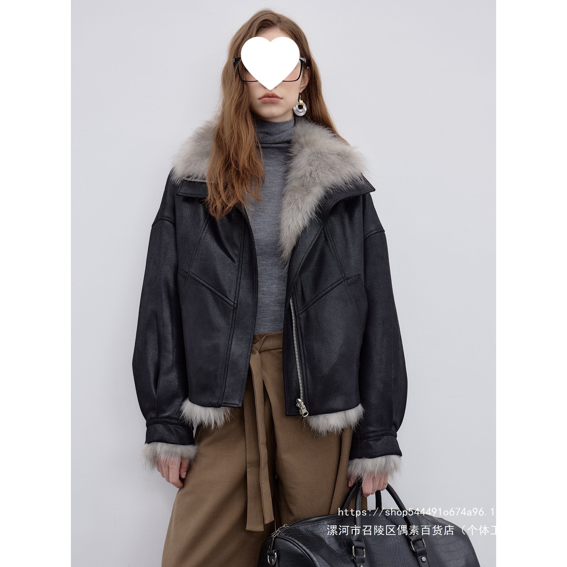2026冬季新款新款派克服仿貉子毛皮草外套女短款两面穿机车夹克冬