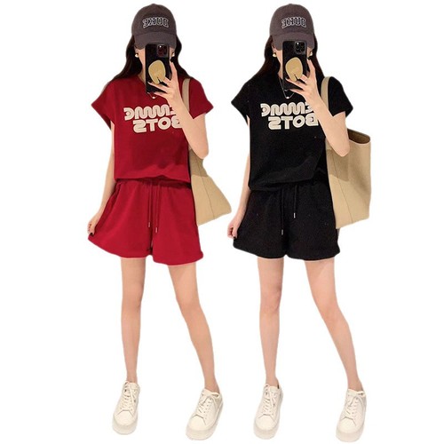 2025 Summer Women's Sports Set Casual Fashion Two-Piece Short-Sleeve Shorts