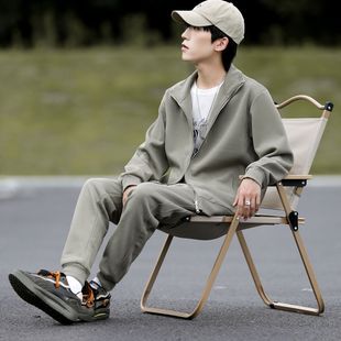 Cotton sweater sweatpants suit casual loose couple wear zipper coat stand collar hoodie sweater light board wholesale