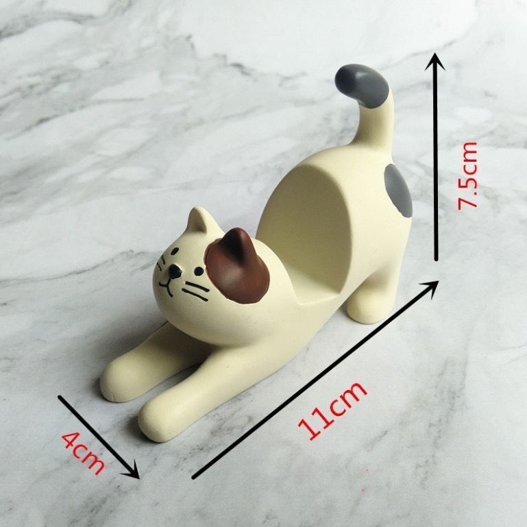 雑貨伸ばし猫デスクトップスタンド黒猫オーナメント怠惰な携帯電話スタンド樹脂工芸品|undefined