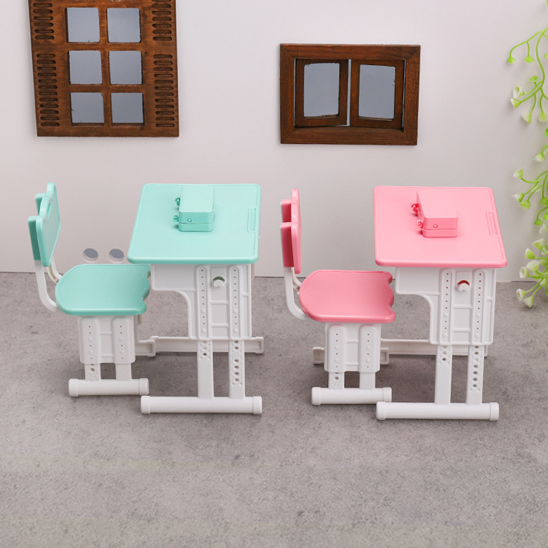 Children's Mini Small Desk Desk Miniature Food Play Simulation Small Book Textbook Stationery Pencil Box Learning Table Accessories