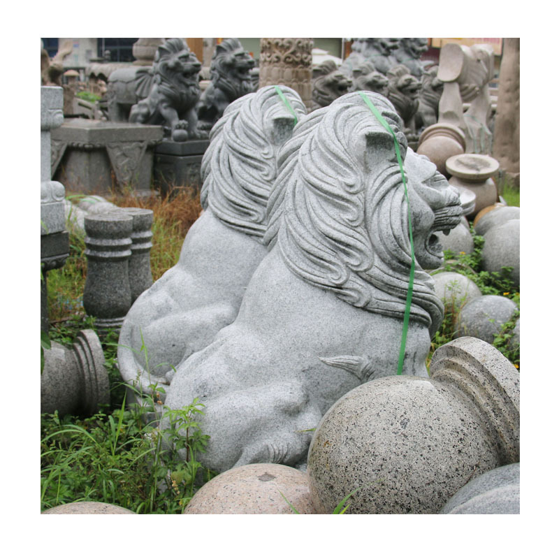 һ�״���ʯ������ʯʨ��д��¥�ſڳɶԱ���ͼƬ������ʯʨ��