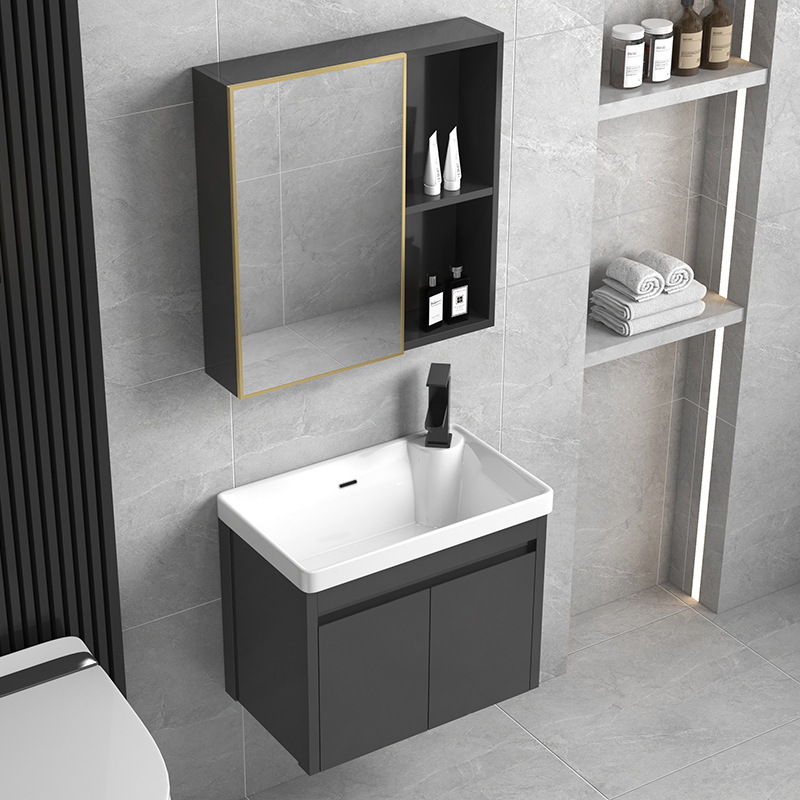 gabinete de baño de aluminio espacial tipo pared tipo lavabo cerámico pequeño tipo hogar lavabo integrado lavabo pequeño lavabo combinación de gabinete lavabo