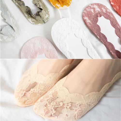 New style lace boat socks women's cotton shallow mouth summer thin breathable silicone anti-slip non-falling upgraded invisible socks