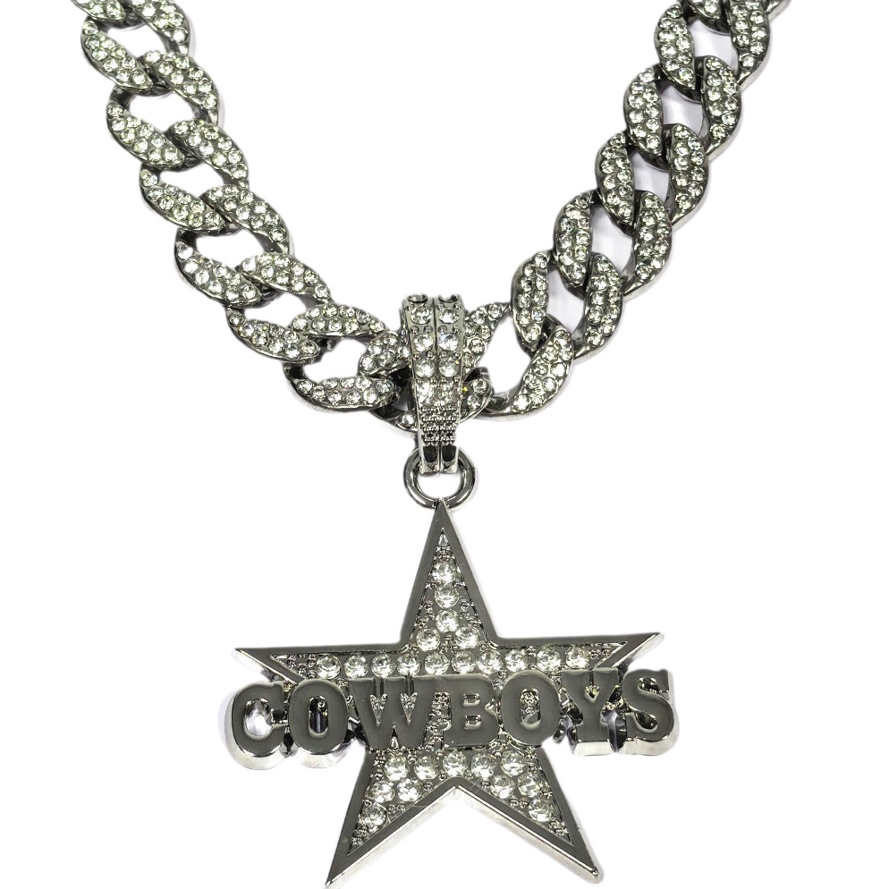 Lujo ligero de diamante completo colgante COWBOYS cadena cubana personalidad de moda cool pareja colgante hip hop personalizado