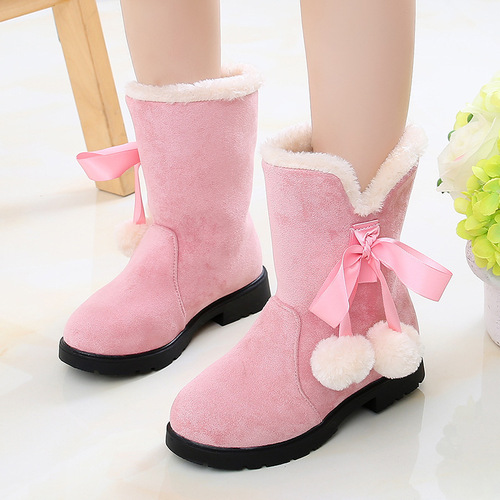 Children's Snow Boots for Girls, New Winter Boots with Fleece Lining for Big Kids, Baby Princess Short Boots for Girls, Cotton Shoes