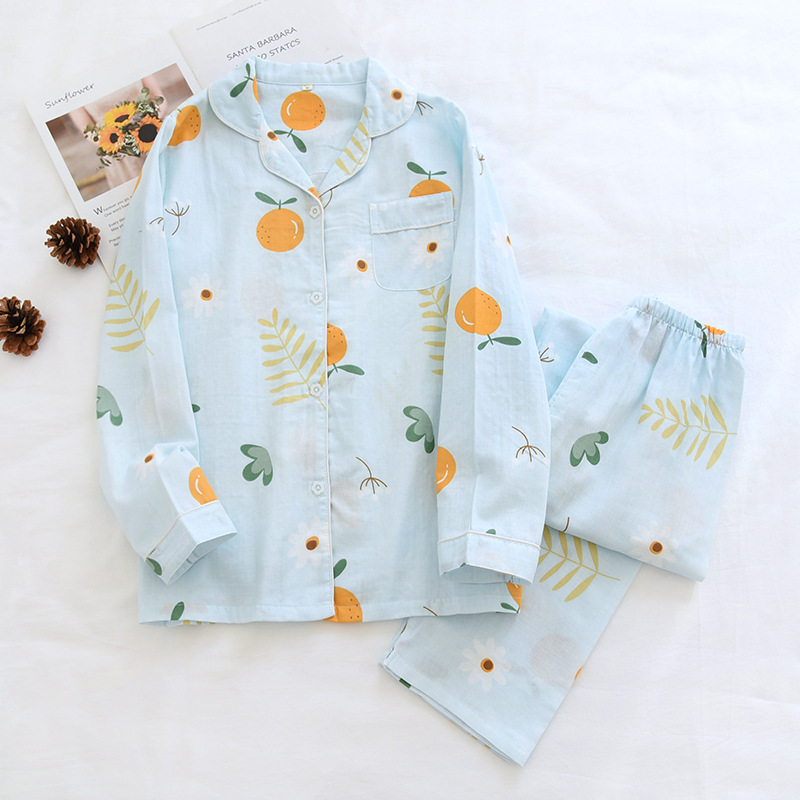 LHブルーグリーンリーフ柑橘ガーゼパジャマ