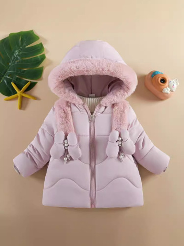 Children's Winter Jacket 1-6 Years Old Girls Fleece-lined Thick Fashion Cotton Coat Little Girl Cotton Padded Coat 2024 New Windproof