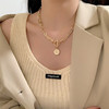 Double-layer necklace, chain, human head, lock, accessory, European style, simple and elegant design, new collection, wholesale