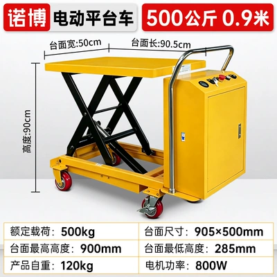 Avtomobil fırlanan platformaları flatbed lift cart, hydraulic - enhanced-battery500kg09m-905500-platform