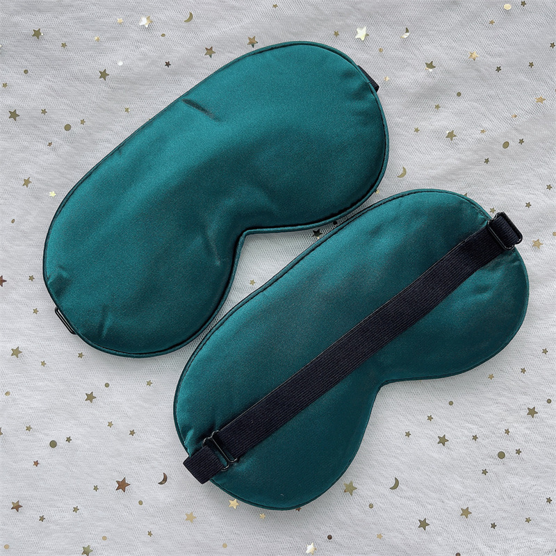 Máscara de ojo de seda artificial hebilla de ajuste color sólido mismo borde de color morera seda sueño sombreado máscara de ojo de seda en stock al por mayor