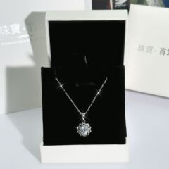 原创S925纯银风车项链女轻奢小众高级感颈链一克拉莫桑钻跨境银饰