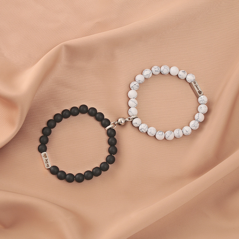 European and American new lettering white turquoise magnet attracts lovers beads bracelets