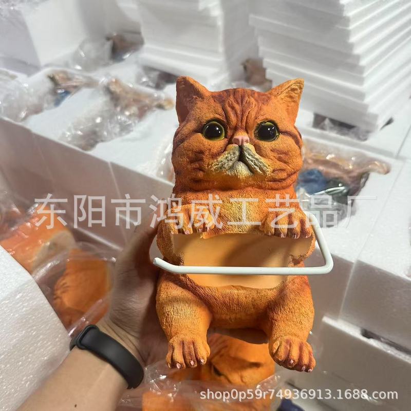 クロスボーダー新樹脂像工芸品ペンダントトイレ壁掛けロール紙かわいい猫ロール紙収納猫|undefined