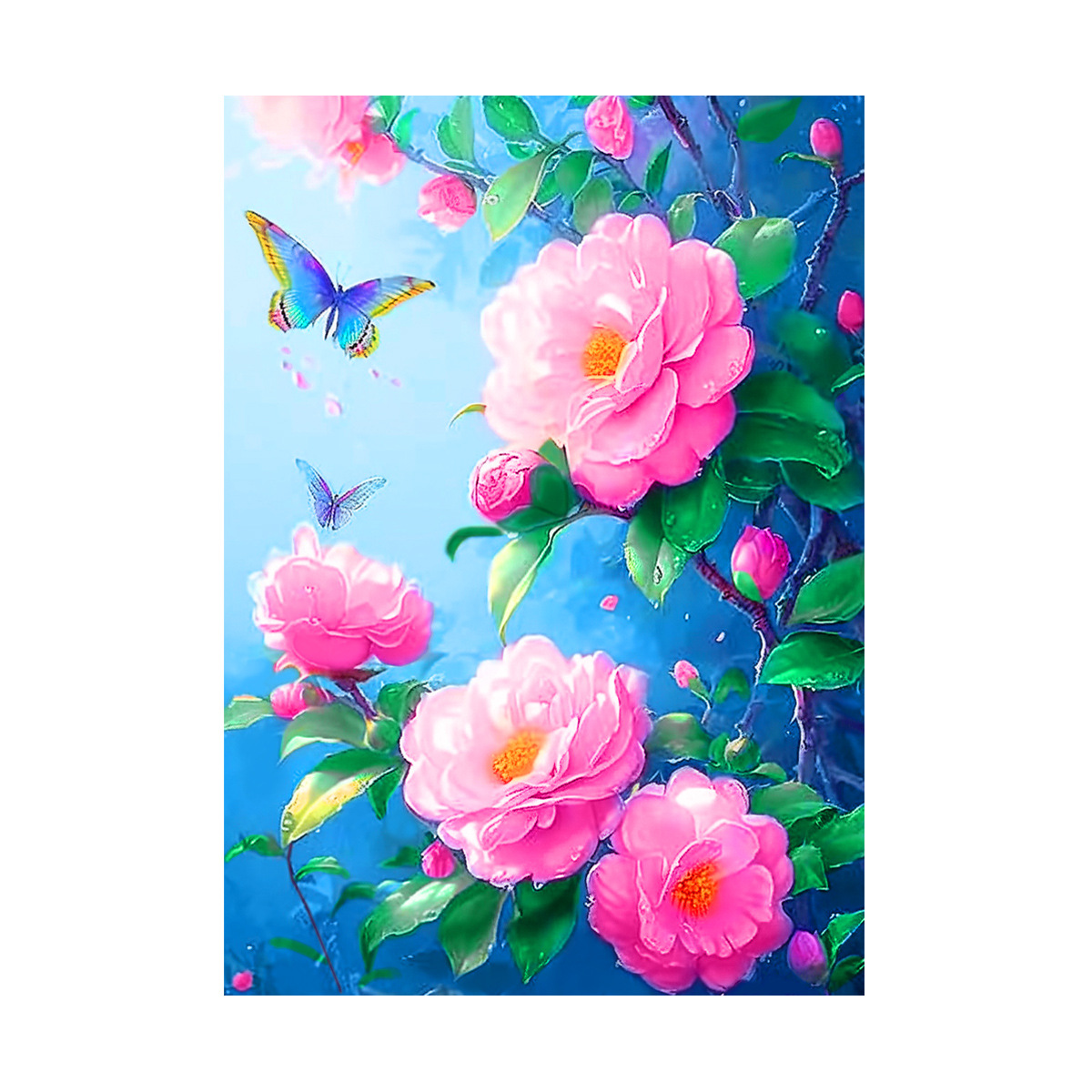 [Algodón importado] Mona Lisa real cruz mariposa camellia fresca hermosa flor bordada a mano image 5