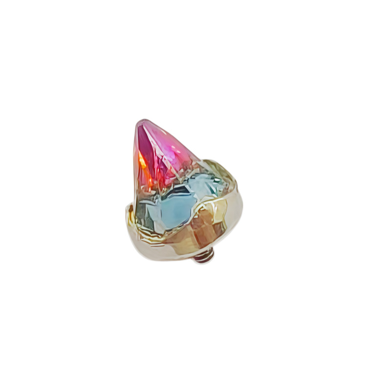 G23 Titanium F136 Ultra-Shiny Claw-Set Zircon Pointed Cone Earrings Internal Thread Lip Studs Cartilage Studs detail image 8