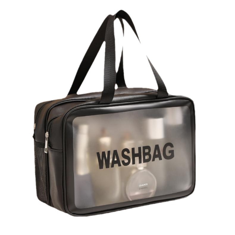 Bolsa personalizada de la fábrica, separación seca y húmeda, bolsa de aseo de doble capa, bolsa de maquillaje de PVC impermeable y transparente