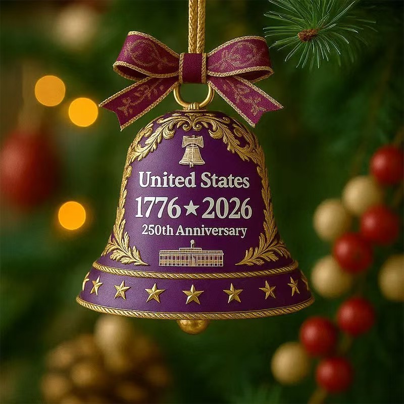 Colgante transfronterizo de los Estados Unidos 250 aniversario recuerdos acrílico 2D colgante de campana para celebrar el 250 aniversario de los Estados Unidos