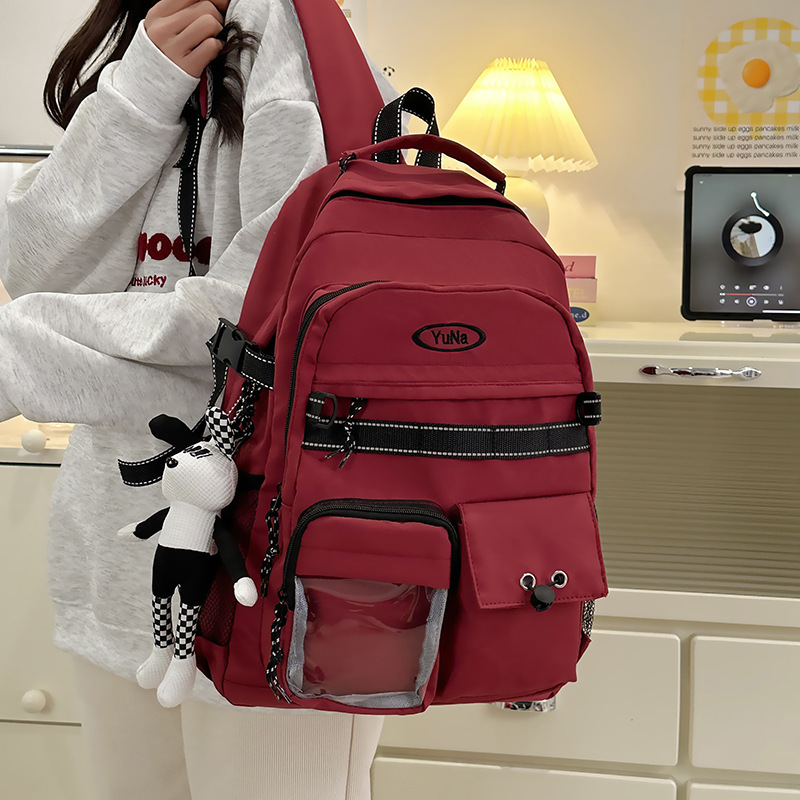 일본 Ins Harajuku Schoolbag 여성 복고풍 도구 스타일 학생의 대용량 캠퍼스 배낭 캐주얼 여행 배낭