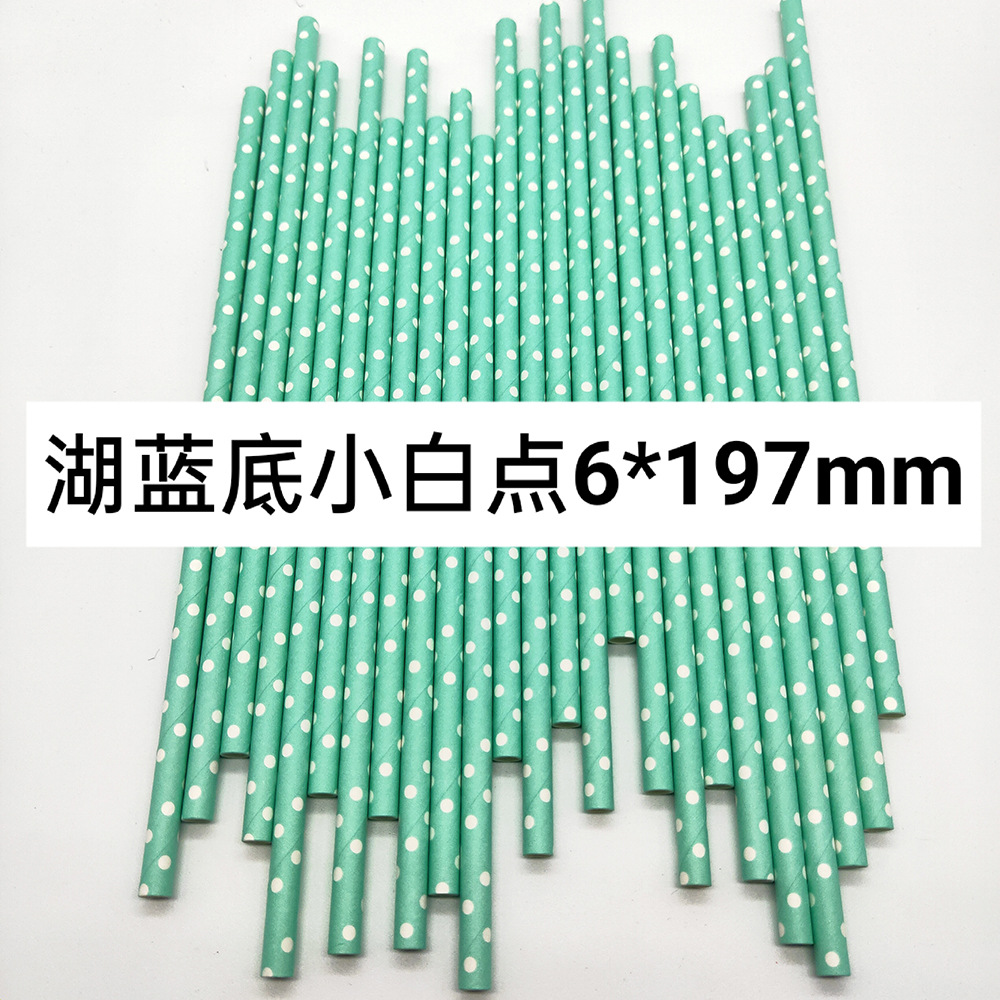 Combinación azul paja de papel desechable degradable papel Kraft bar fiesta postre pastel decoración tubo recto tubo para beber