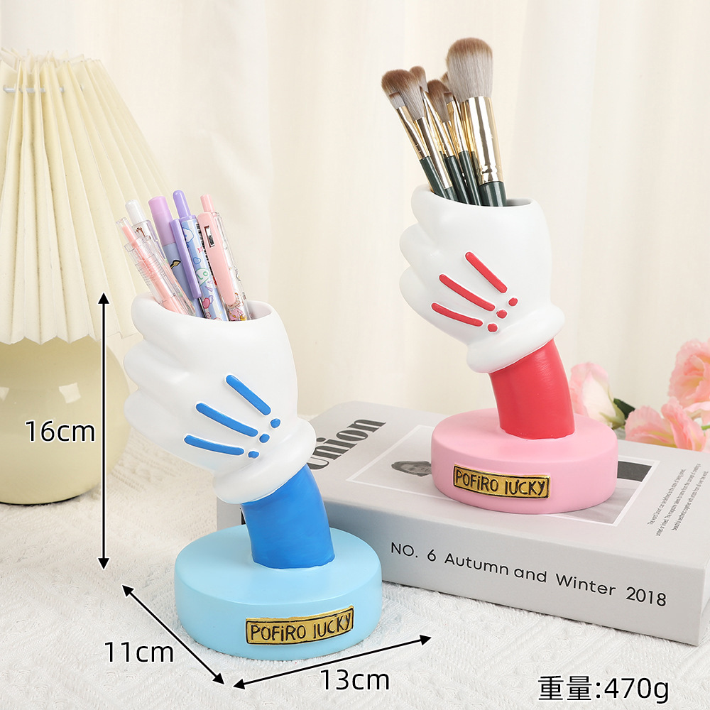 미키 장갑 펜 컨테이너 귀여운 만화 홈 창조적 인 패션 생일 선물 메이크업 브러시 보관 장식품 도매