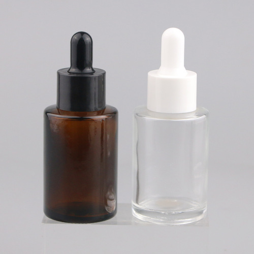 Flat shoulder dropper essential oil bottle brown transparent glass bottle 20ml30ml essential oil packaging