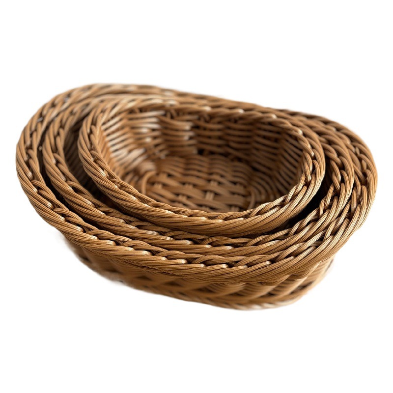 Imitation Rattan Ingot Small Fruit Plate Snack Plate Living Room Household Fruit Plate Tray Bread Storage Basket Fruit Basket Rattan