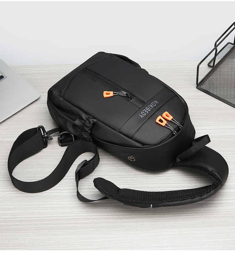 Business bag, multi-functional men's bag, trendy brand men's chest bag, water-resistant crossbody bag, casual single-shoulder backpack, fashionable cross-border undefined
