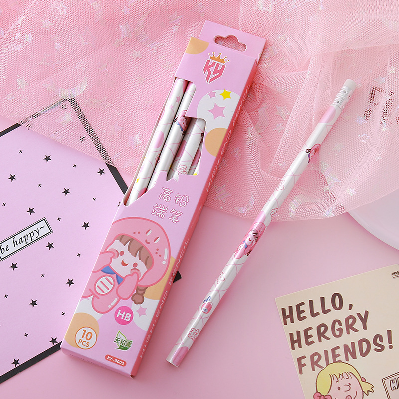 Lápices de caja de alto valor Papelería creativa Herramientas de escritura para estudiantes Práctica de caligrafía Lápiz de madera Lápiz triangular circular