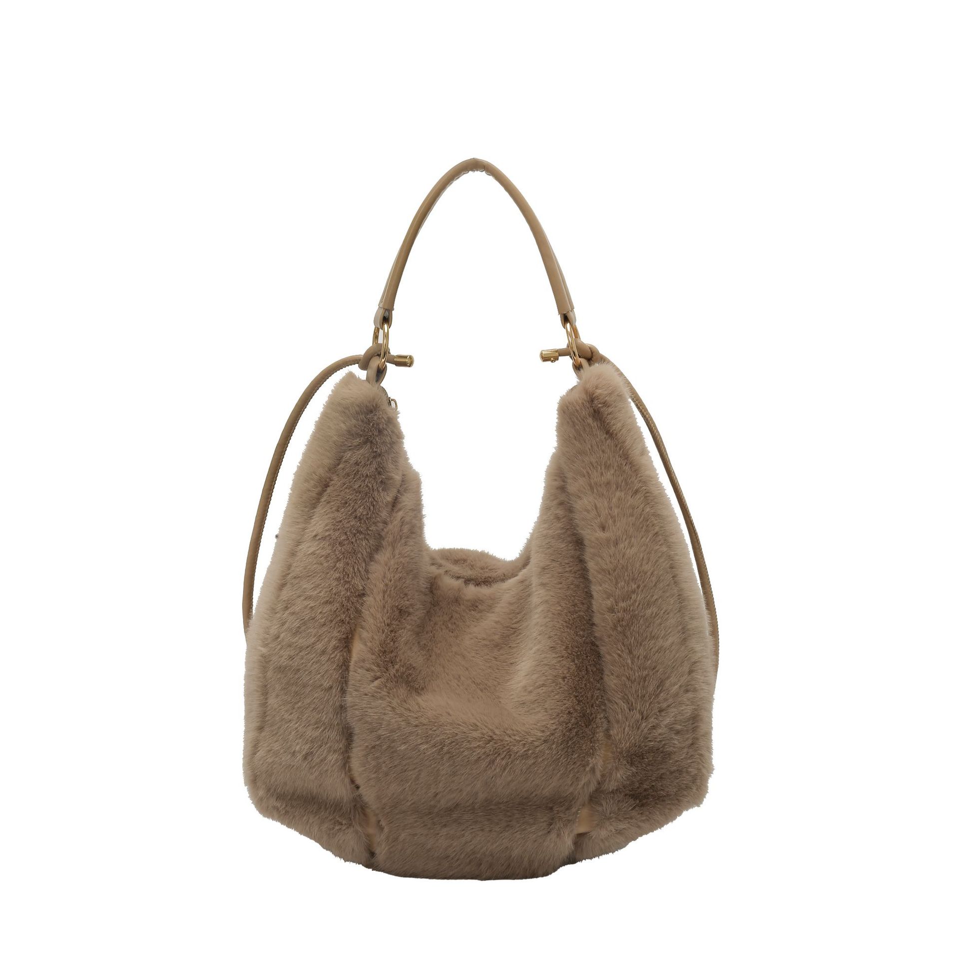 2025 invierno nuevo bolso de lana portátil bolso de brazo fresco bolso de moda de mujer bolso de bolso de bolso dulce bolso de hombro bolso de mochila