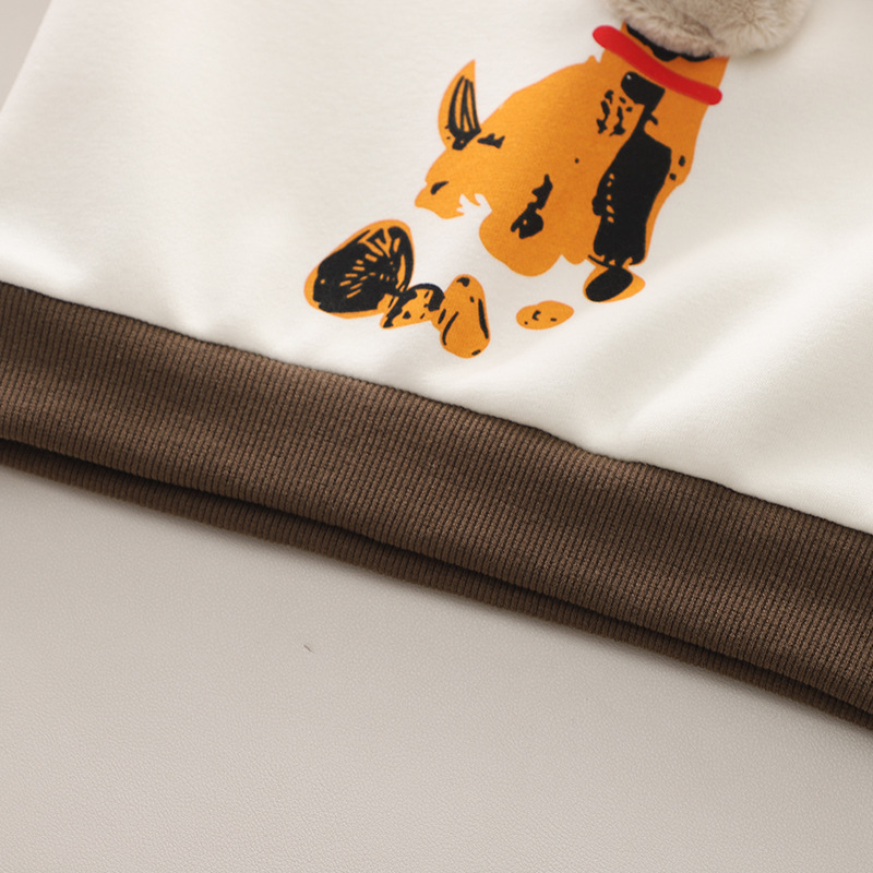 Vêtements de printemps pour garçons et filles, dessin animé de chiot 3D, col rond fendu, manches longues, 1 ensemble 2 pièces pour enfants, automne 2024_voghion.com